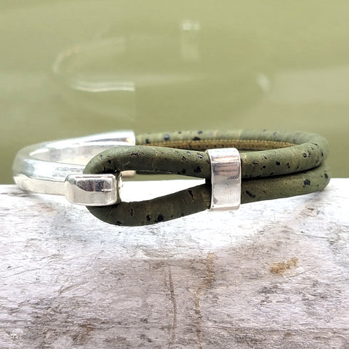 Pick Your Color-Cork Silver Hook Bracelet